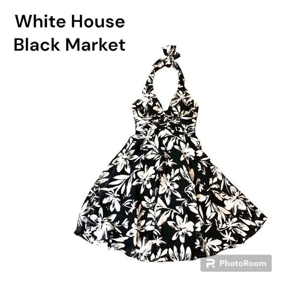 White House Black Market Women’s Floral Halter Tie Neck Sundress Size 4 - Picture 1 of 14